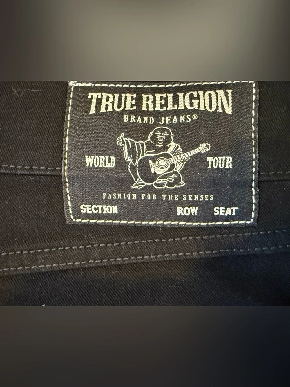 NWT True Religion Rocco Relaxed Skinny Jeans 34x32 Black Flap Pocket